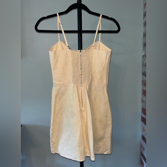 Reformation Roarke Linen Sweetheart-neck Dress in Parmesan yellow | size 4 - Picture 4 of 12